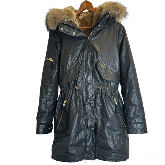 SAM. Parka Carbon Rabbit Fur Lined Zipper Jacket - Picture 2 of 16